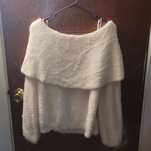 Estelle, light pink, fluffy/fuzzy, off the shoulder sweater
